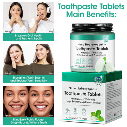 Nano Hydroxyapatite Toothpaste Tablets 150pcs – Fluoride Free, Whitening