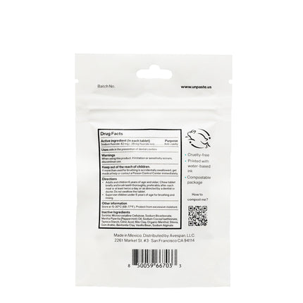 New Formula Unpaste Toothpaste Tablets – Fluoride Mint, Xylitol Free, Vegan, Plastic Free (125ct, 2 Month Supply)