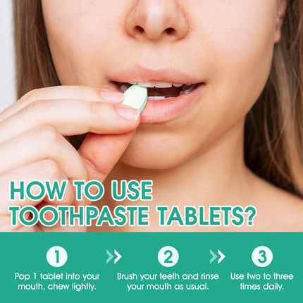 Toothpaste Tabs 150pcs - Nano Hydroxyapatite, Fluoride Free, Peppermint, Eco & Travel Friendly