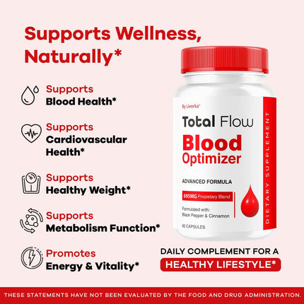 Total Flow Capsules (2-Pack) – Advanced Blood Support Pills, All-Natural Multivitamin