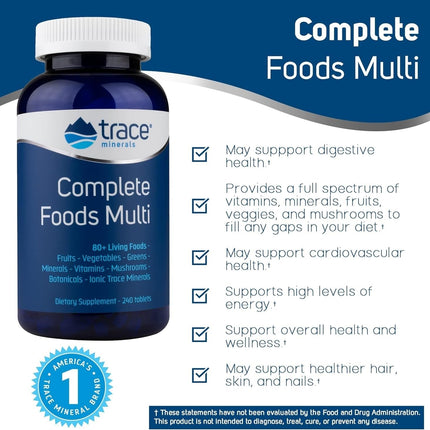 Trace Minerals Complete Foods Multi – Daily Multivitamin with Ionic Trace Minerals (240 Tabs)