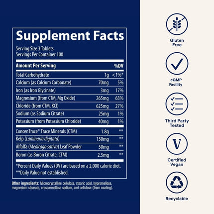 Trace Minerals ConcenTrace Tablets – Daily Mineral Supplement for Energy, Bone Support & Immunity (300 Count)