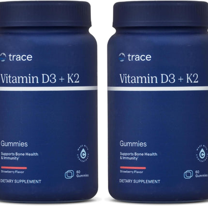 Trace Minerals Vitamin D3 + K2 Gummies | 5,000 IU D3 + 50 mcg K2 | Vegan, Sugar Free, Gluten Free | 60 Servings (Pack of 2)