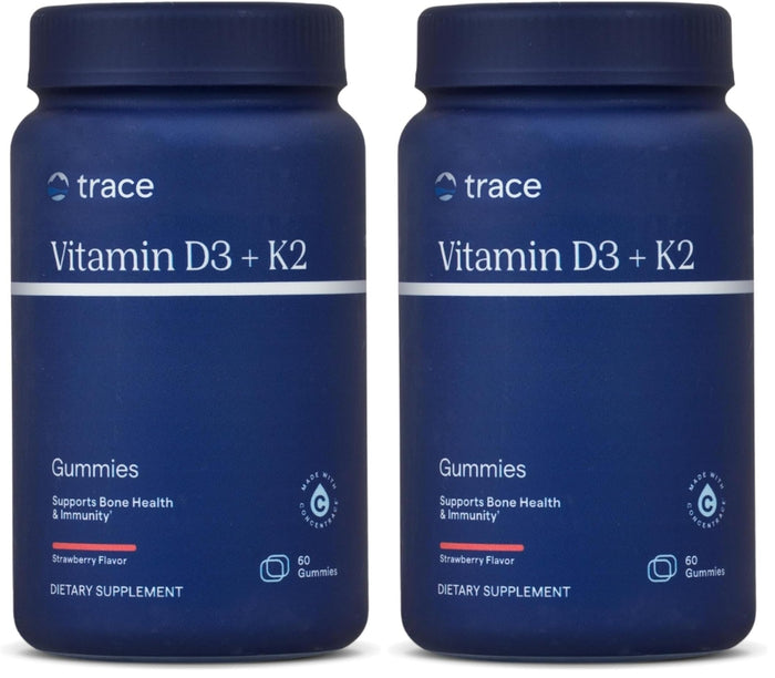 Trace Minerals Vitamin D3 + K2 Gummies | 5,000 IU D3 + 50 mcg K2 | Vegan, Sugar Free, Gluten Free | 60 Servings (Pack of 2)