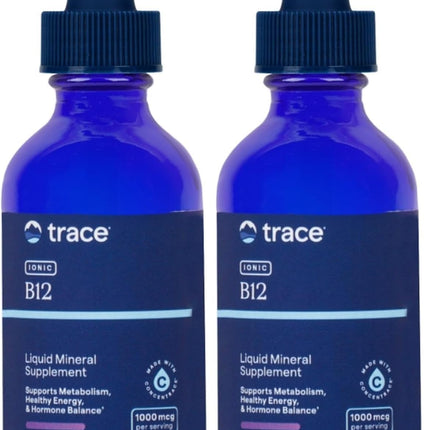 Trace Minerals Liquid Ionic B12 1000 mcg | Pack of 2 (2 fl oz each) | Full Spectrum Ionic Minerals