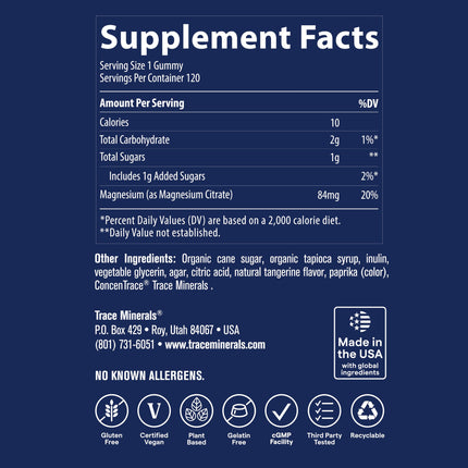 Trace Minerals Magnesium Gummies - Calm Mindset for Kids & Adults, Peach