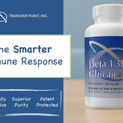 Transfer Point Immune Support Supplement — Highly Purified Beta Glucan 500 mg Capsule (Non-GMO, Vegan)