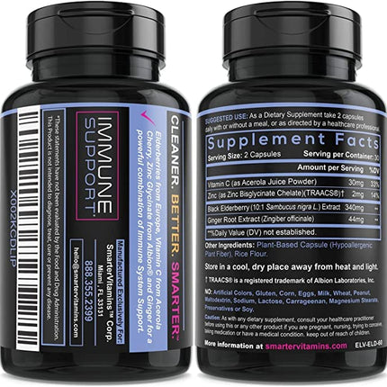 (3 Pack) Smarter Elderberry Capsules + Vitamin C & Zinc – 180 Vegan Pills
