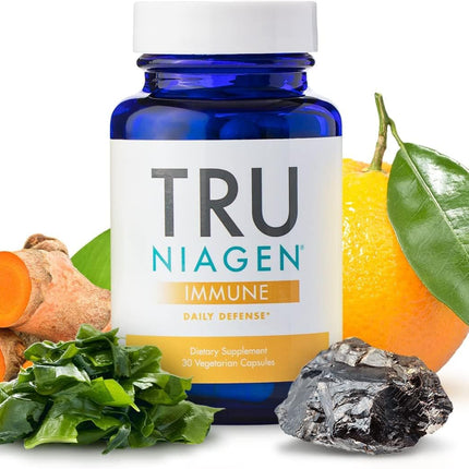 TRU NIAGEN Immune Support - NAD+ Boost, Vitamin C from Fermentation, Vitamin D3 2000 IU, Zinc, Theracurmin | 30ct
