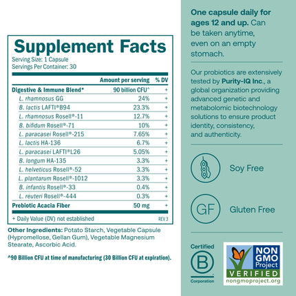 True Grace One Daily Probiotic – 30 Veg Capsules, 90B CFU, Gut & Immune Support