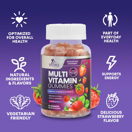 Multivitamin Gummies for Adults – Immune Support (A, C, D, B12) 90 Gummies