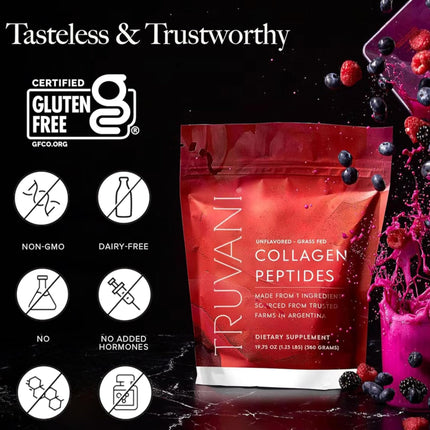 Truvani Hydrolyzed Collagen Peptides – Unflavored, 28 Servings, 20g Grass-Fed Collagen | Dairy & Gluten Free