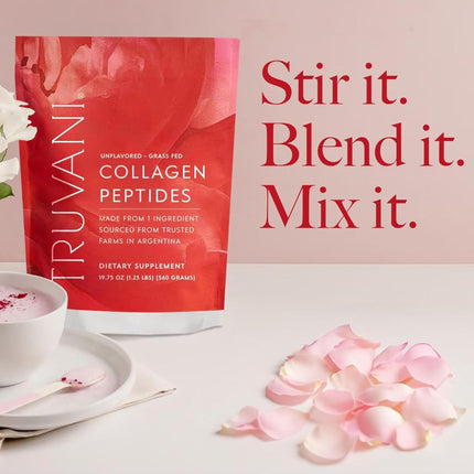 Truvani Hydrolyzed Collagen Peptides – Unflavored, 28 Servings, 20g Grass-Fed Collagen | Dairy & Gluten Free