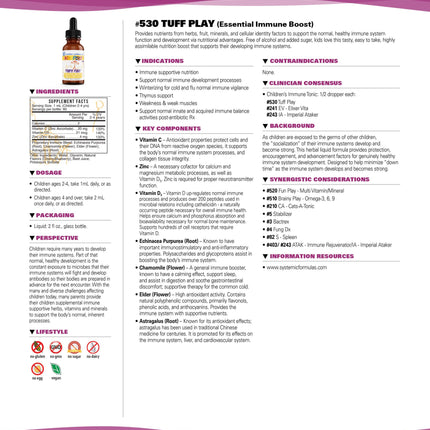 Systemic Formulas TUFF PLAY Kids Immune Support Supplement 2 Fl Oz – Vitamin C, D3 & Zinc #530