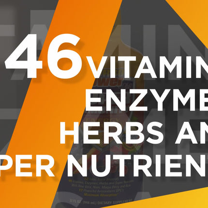 Turbo Power Liquid Vitamin Plus – 47 Vitamins, Enzymes, D3, C, A & Zinc for All Ages