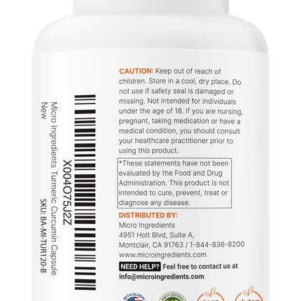 Micro Ingredients Turmeric Curcumin 1000mg | 240 Veggie Capsules | 95% Curcuminoids