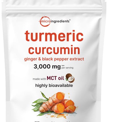 Turmeric Curcumin 3000mg with Black Pepper & Ginger – 300 Softgels | 95% Curcuminoids | Non-GMO