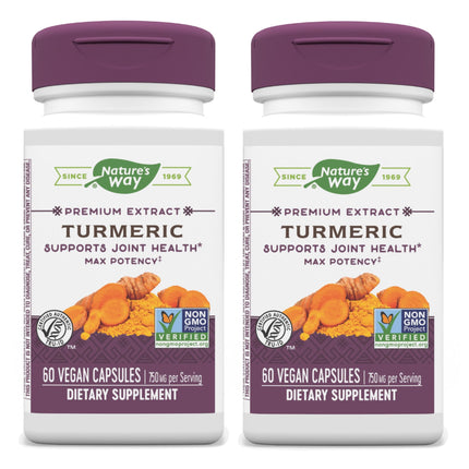Nature's Way Turmeric Max Potency Premium Extract – Joint Support* (60 Vegan Capsules, Pack of 2)