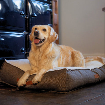 THE LINCOLN | LUXURY TWEED FLAT PILLOW DOG BED