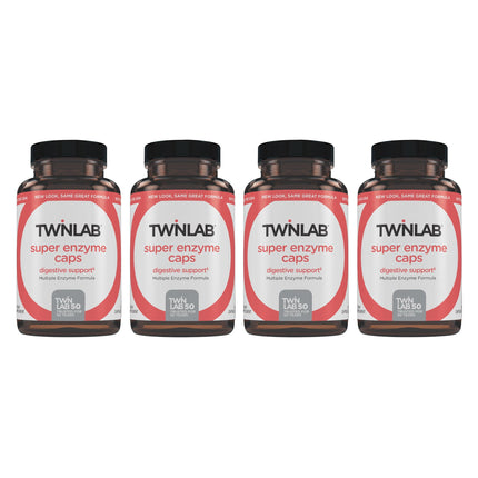 Twinlab Super Enzyme Caps – Digestive Enzymes for Constipation, 50 Caps (4-Pack)