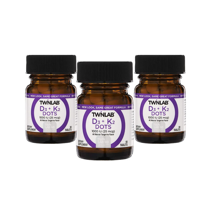 Twinlab Vit D3 1000 IU & K2 Dots, 3 Pack - Vitamin D3 + K2