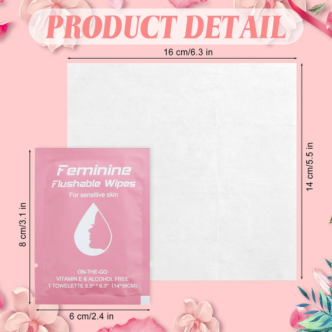 Twoworld 50 Feminine Wipes - Flushable Travel Wipes for Women, On-the-Go Personal Care