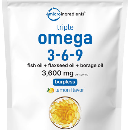 Ultra Omega 3-6-9 3600mg - 300 Burpless Softgels, Lemon | Non-GMO