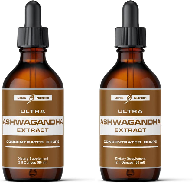 Ultra6 Ashwagandha Liquid Drops – Organic Ashwagandha & Rhodiola (Pack of 2)