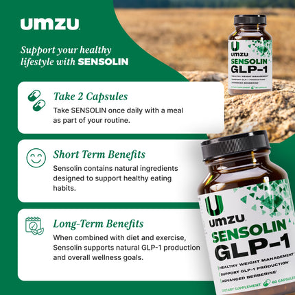 UMZU Sensolin GLP-1 Support Supplement – 30 Day Supply with Dihydroberberine, Cinnamon, Chromium & Biotin