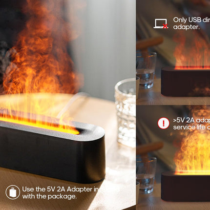 Essential Oil Diffuser Flame Black – Colorful Water Vapor Humidifier for Aromatherapy