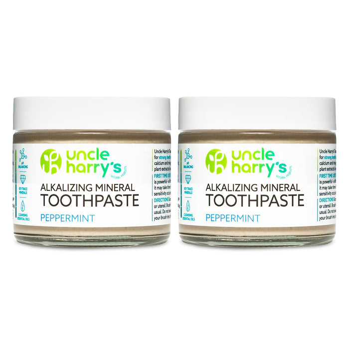 Uncle Harry's Peppermint Remineralizing Toothpaste – Natural Whitening, Vegan, Fluoride-Free (2 Pack)
