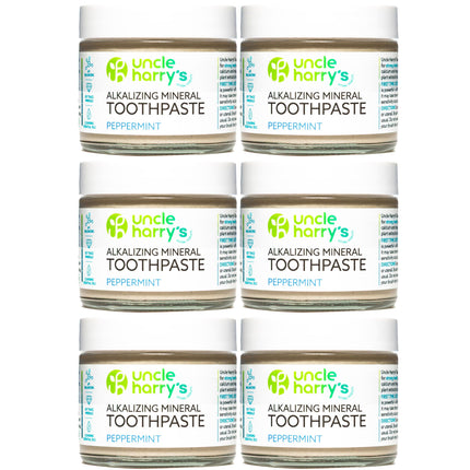 Uncle Harry's Fluoride-Free Remineralizing Toothpaste – Peppermint, 3oz (Pack of 6)