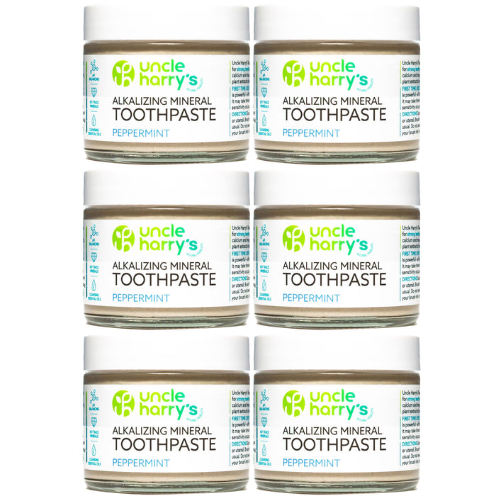 Uncle Harry's Fluoride-Free Remineralizing Toothpaste – Peppermint, 3oz (Pack of 6)