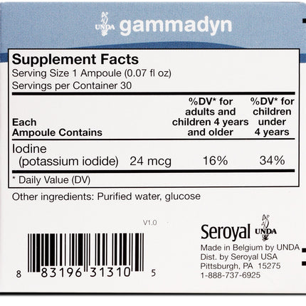 UNDA GAMMADYN I | Iodine Oligo-Element Supplement | 30 Ampoules