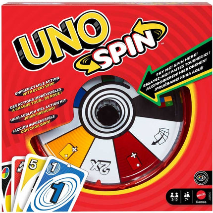 UNO Spin Card Game with Spinner Wheel – Family Party Game