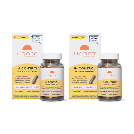 Uqora In Control Bladder Support - Daily Herbal Capsule for Urinary Comfort, Gluten-Free & Vegetarian, 2 Pack (120 Capsules)