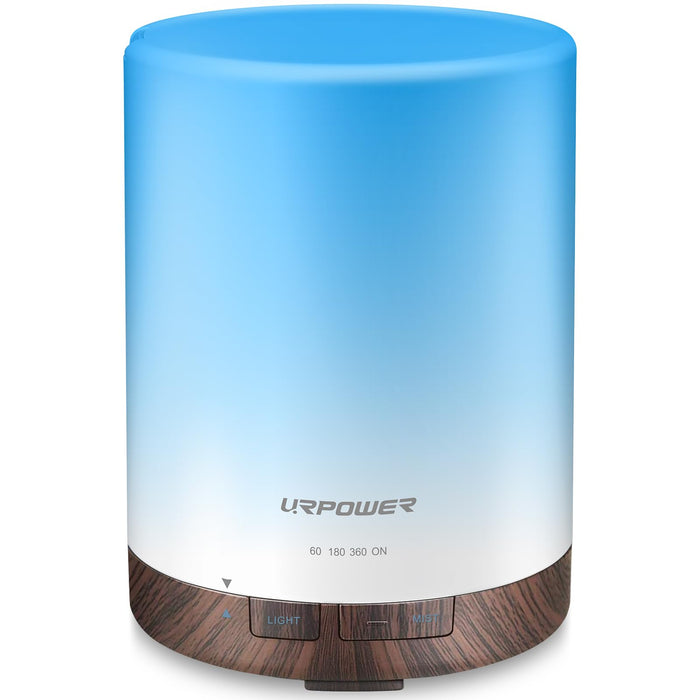 URPOWER 300ml Essential Oil Diffuser | Ultrasonic Humidifier, Auto Shut Off, 7 Color LEDs, 4 Timers