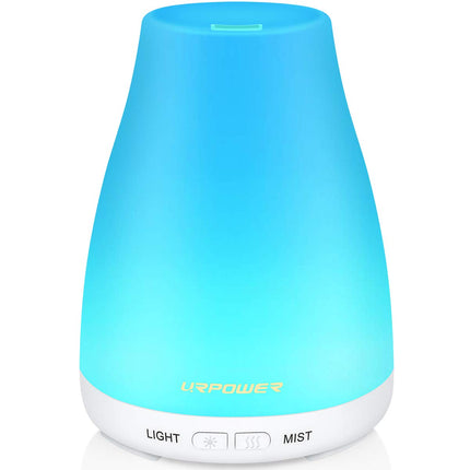 URPOWER 2nd Version Essential Oil Diffuser – 7 Color LED Lights, Auto Shut-Off, White