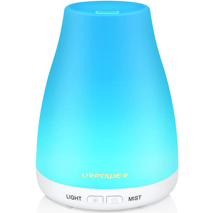 URPOWER 2nd Version Essential Oil Diffuser – 7 Color LED Lights, Auto Shut-Off, White