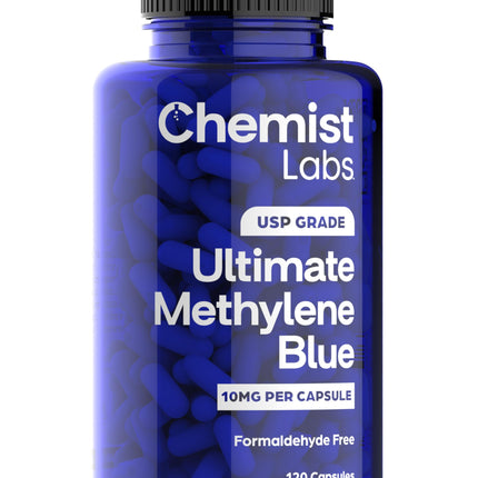 Chemist Labs Methylene Blue Capsules – USP Grade 99% Purity, Made in USA (120 Count)