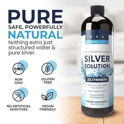 My Doctor Suggests Alkaline Structured Silver Liquid 30ppm – Immune & Gut Support (16 oz)