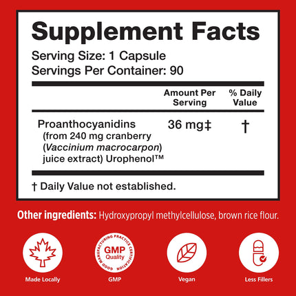 Szio+ Utiva Cranberry PACs – 36 mg PACs for UTI Support | 90 Veggie Capsules