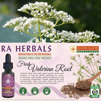 Organic Fresh Valerian Root Tincture - SUPPORTS THE NERVOUS SYSTEM