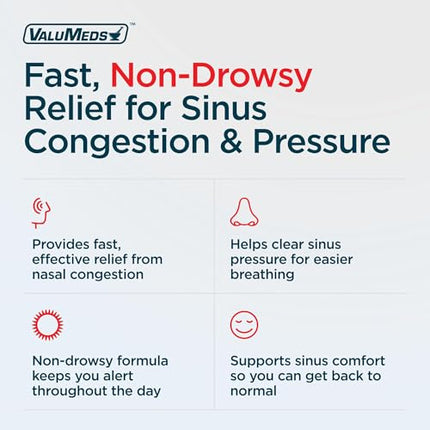 ValuMeds Compare to Sudafed PE | Non-Drowsy Nasal Decongestant 10 mg, 300 Tablets