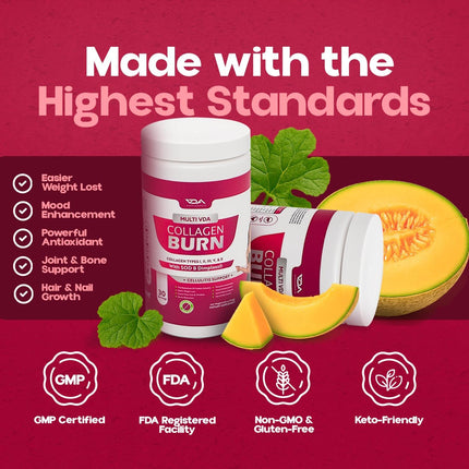 VDA Collagen Burn – Flavorless Hydrolyzed Collagen with Peptides (30 Servings)