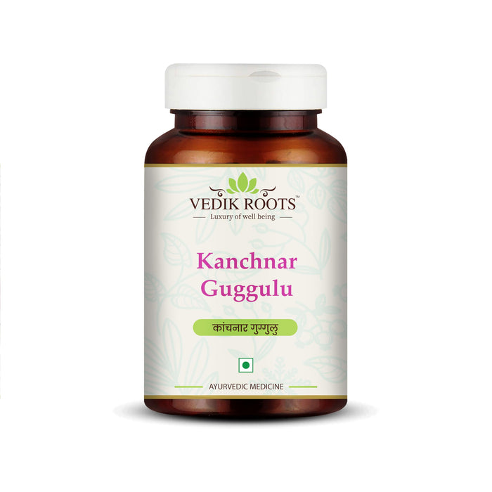 VEDIKROOTS Kanchnar Guggulu - Ayurvedic Thyroid Support, Hormonal Balance for Women, Joint Pain Relief, Swollen Lymph Nodes | 60 Tablets