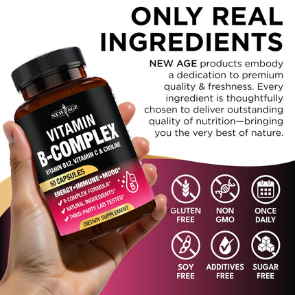 Vitamin B Complex for Men & Women – Made in USA – 120 Vegan Capsules