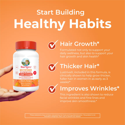 MaryRuth's Hair Growth Gummies with Lustriva | Biotin 10000 mcg | 30 Servings