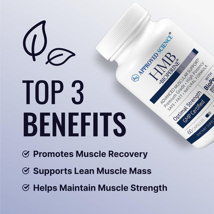Approved Science HMB - Supports Muscles and Exercise - 1500mg HMB, BioPerine, 60 Vegan Capsules