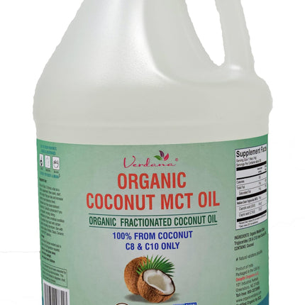 Verdana USDA Certified Organic Coconut MCT Oil – Fractionated Coconut Oil, No Palm Kernel Used, Kosher, Non-GMO, Food Grade – 1 Gallon